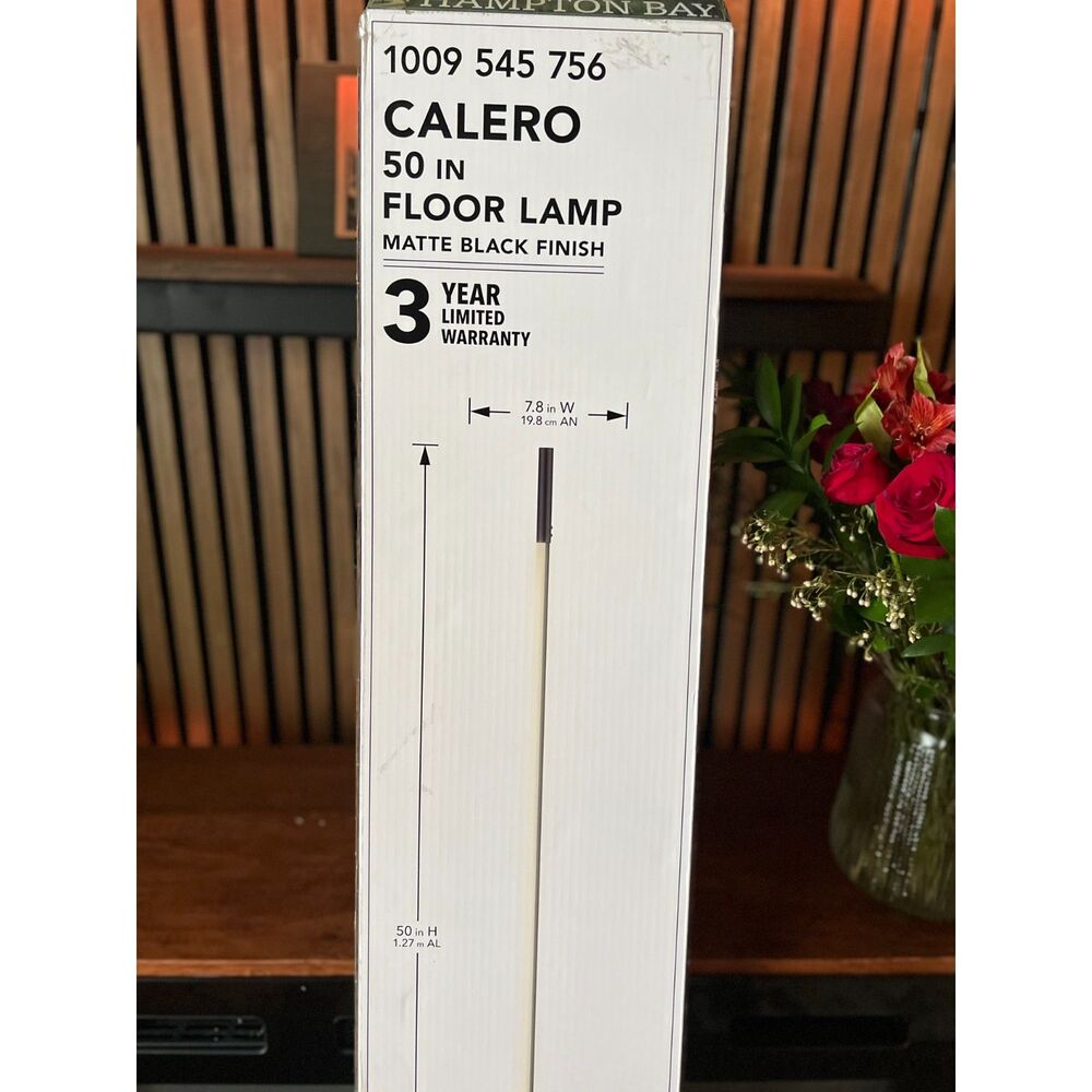 Hampton Bay Calero 50 In. Black Straight Arc Floor Lamp LED Accent lighting
